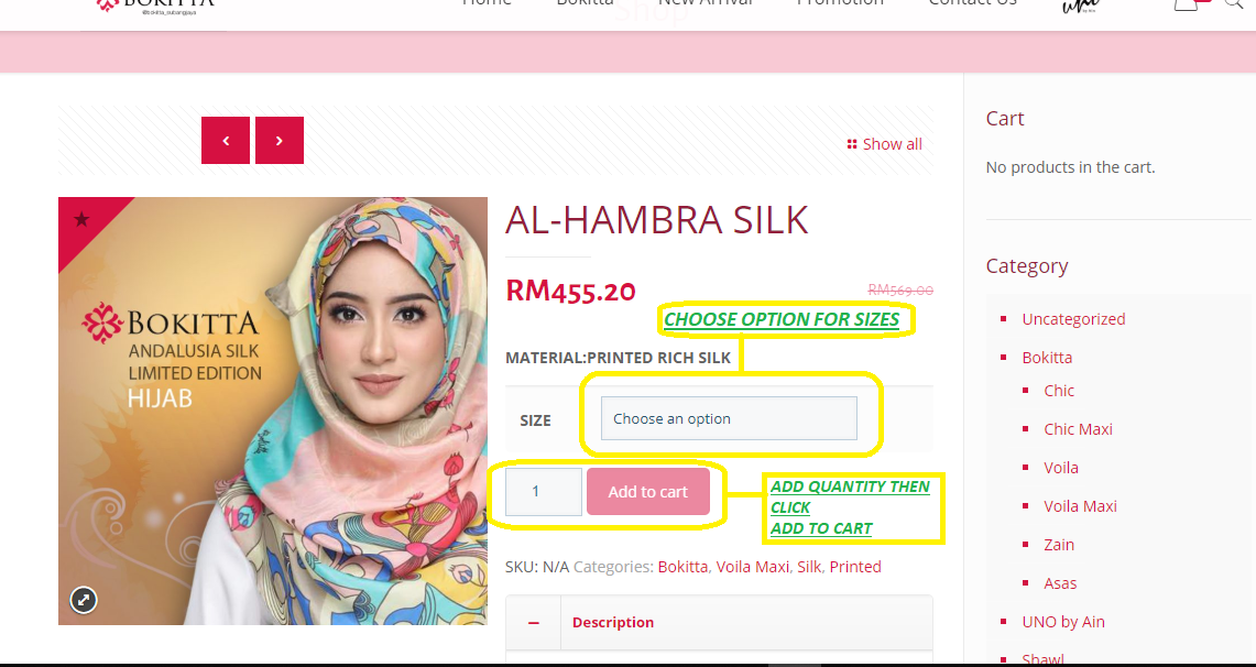 2.choose item add to cart