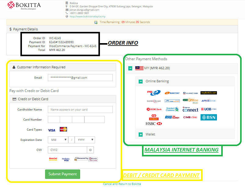 via eghl choose debit credit or interrnet banking